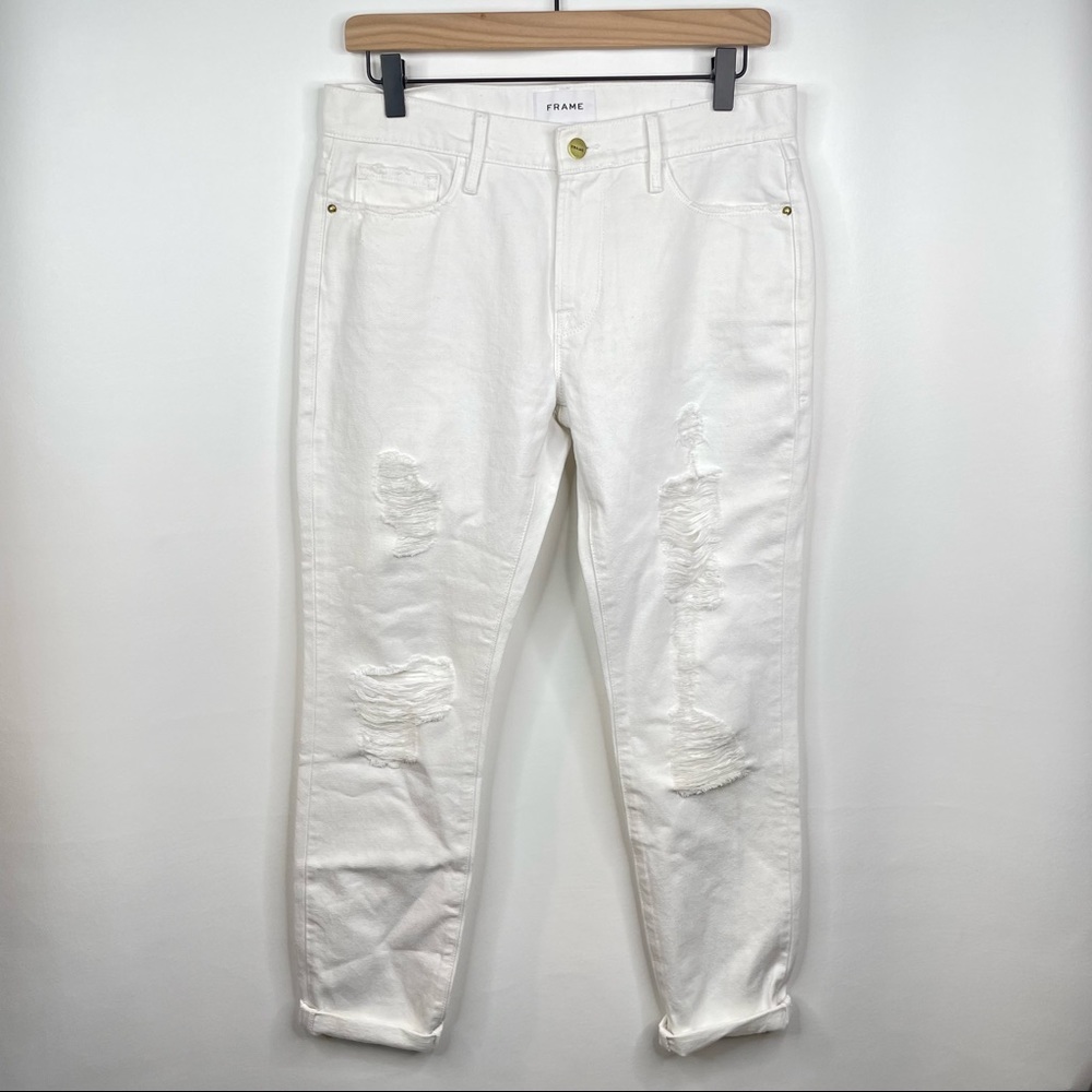 FRAME NWOT Le Garçon Straight Leg Distressed Rolled Cuff Boyfriend Jeans SZ 25 - Picture 5 of 15